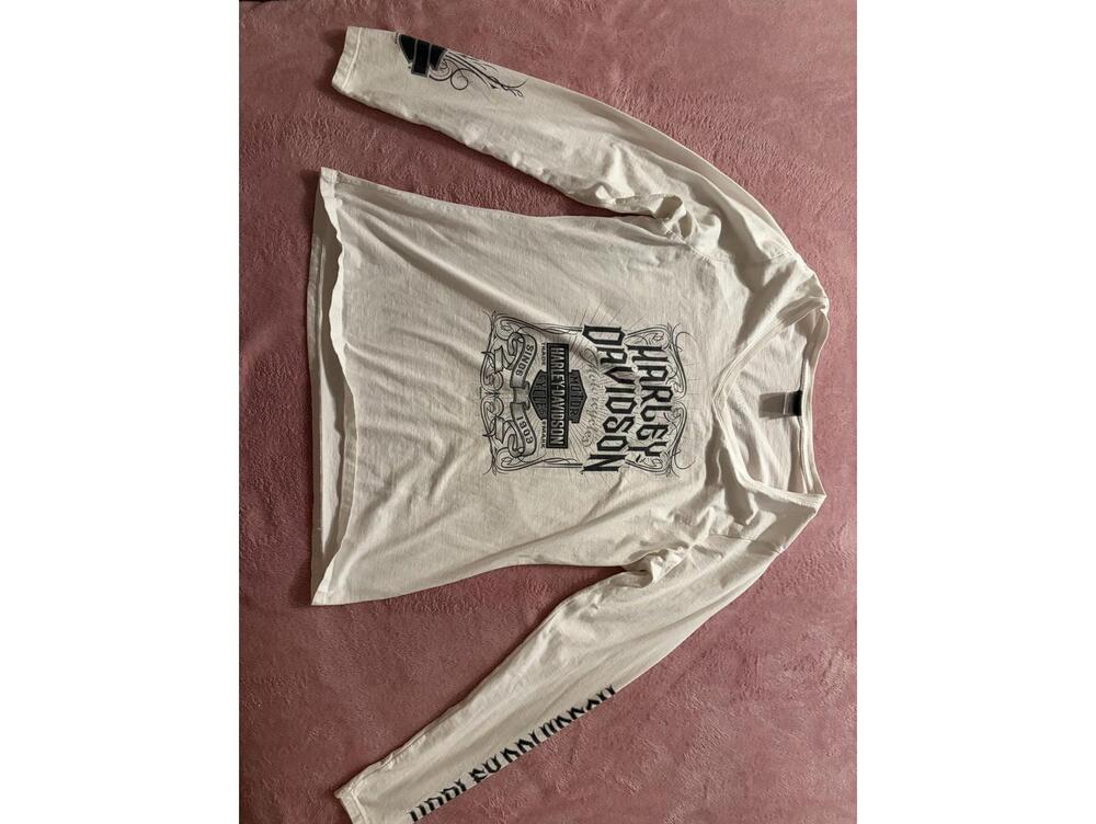 Harley Davidson Long Sleeve White Graphic T-Shirt Size Large